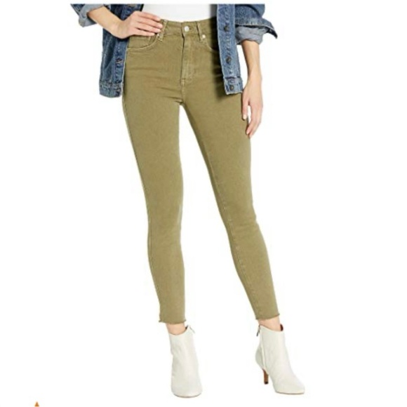 Free People Womens Slim Ankle Skinny Raw Hem Jeans Green 31 - Picture 1 of 13